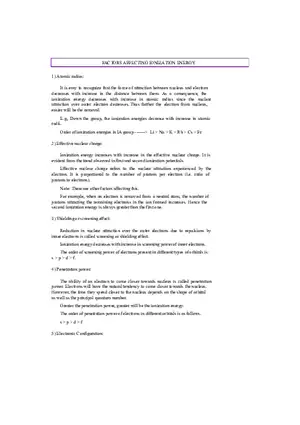 Factors Affecting Ionization Energy