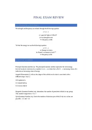 Wavelength and Energy - Summary General Chemistry