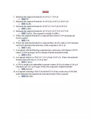 Empirical and Molecular Formula Practice Problems Answers