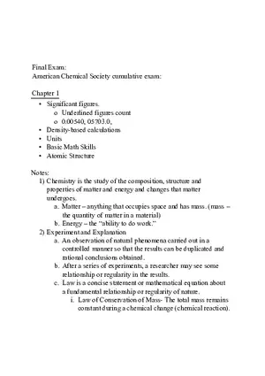 American Chemical Society Cumulative Exam (Chapters 1-4)