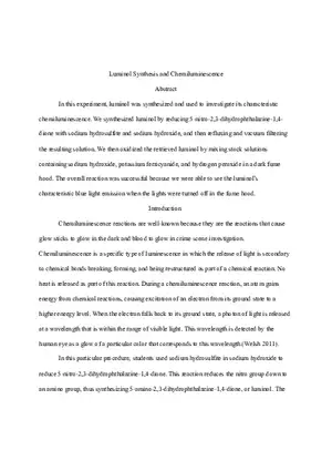 Assignments - Chemiluminescence Lab Report