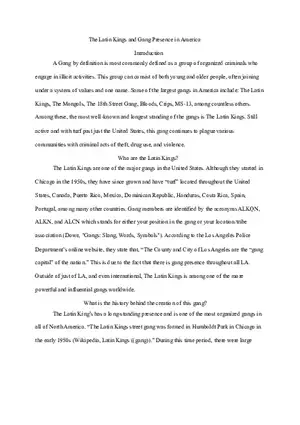 The Latin Kings and Gang Presence in America