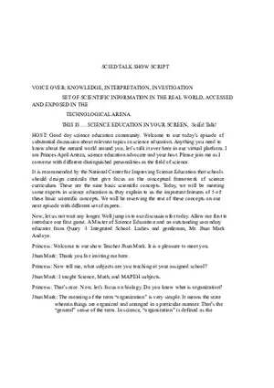 Scied Talk Show Script