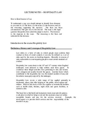 Hospitality Law Chapter 1