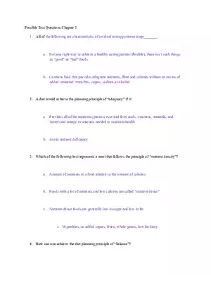 Principles of Healthy Eating and Nutrition Test