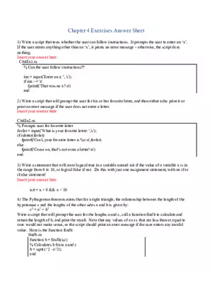 Programming For Engineers Chapter 4 Exercises Answer Sheet