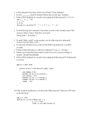 Introduction to Programming Methodology - Java Programming Basics