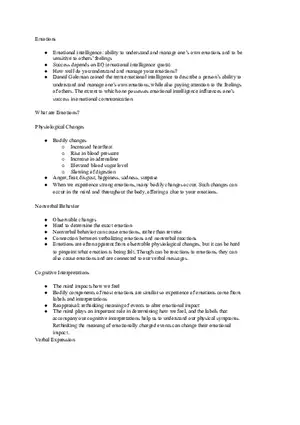 Physiological Changes - Emotions