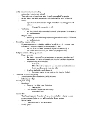Utility and Consumer Decision Making