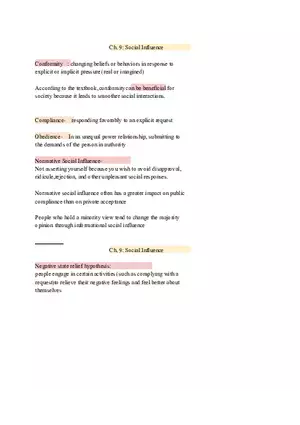 Social Influence Final Notes