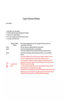Cognitive Distortions: A Self-Reflection Exercise
