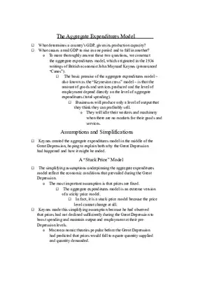 The Aggregate Expenditures Model Part I