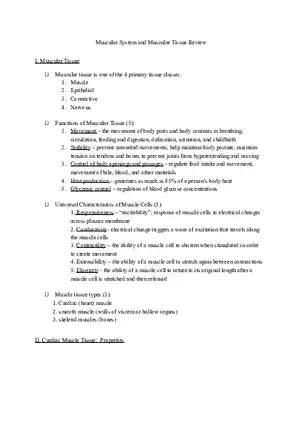 Muscular System and Muscular Tissue Review