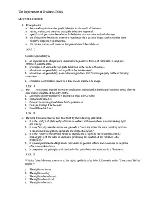 Test Banks for Work Ethics