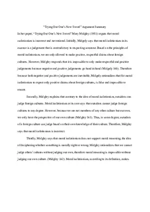 Trying Out One’s New Sword Argument Summary