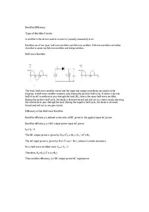 Rectifier Efficiency - Half and Full Wave