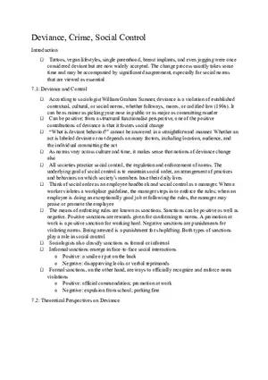 Deviance, Crime, Social Control