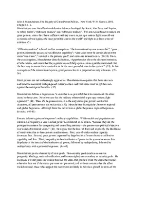 Mearsheimer, The Tragedy of Great Power Politics