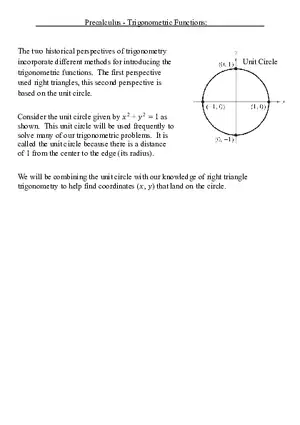 Precalculus Trigonometric Functions Answers
