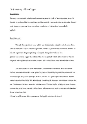 Stoichiometry of Iron-Copper