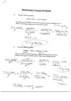 Stoichiometry Practice Worksheet
