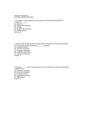 Creating Competitive Advantage (Marketing) Answer Key Part 1