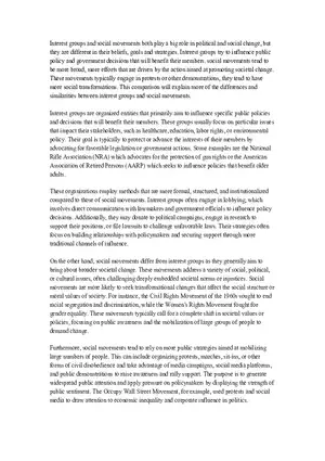 Interest Groups vs. Social Movements Essay
