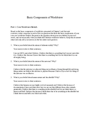 Christian Worldview Basic Components