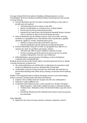Marketing Distribution Channel Strategies and Coverage
