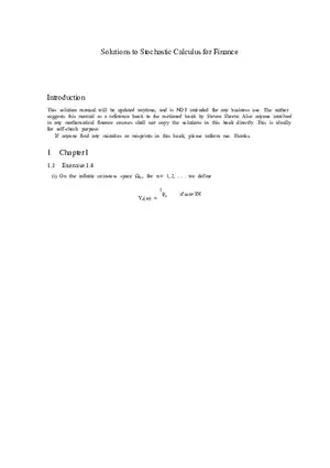 Solutions to Stochastic - Calculus for Finance Part 1