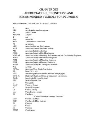 Plumbing Abbreviations, Definitions, and Recommended Symbols for Professionals