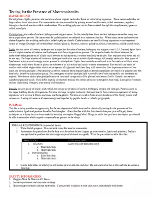 Testing for the Presence of Macromolecules