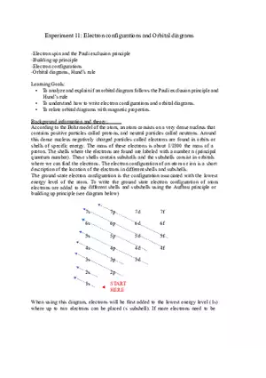Experiment 11 - Electron Configurations and Orbital Diagrams