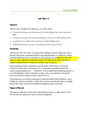 Lab Free Fall - Physics 1