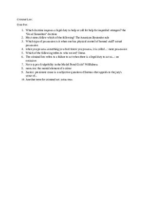 Criminal Law Quiz 5