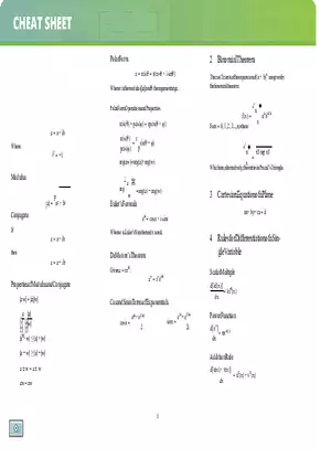 Binomial Theorem - Calculus Cheat Sheet