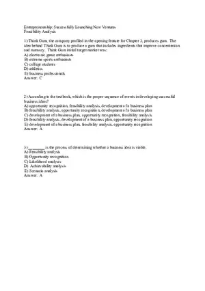 Test Bank for Ventures Feasibility Part 1