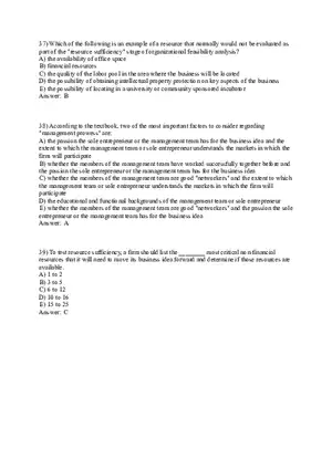 Test Bank for Ventures Feasibility Part 2