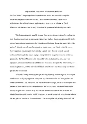 Argumentative Essay Thesis Statement and Rationale