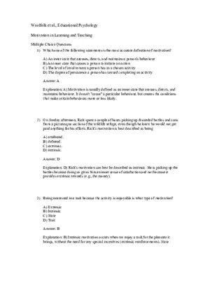 Woolfolk et al., Educational Psychology Answer Key Part 1