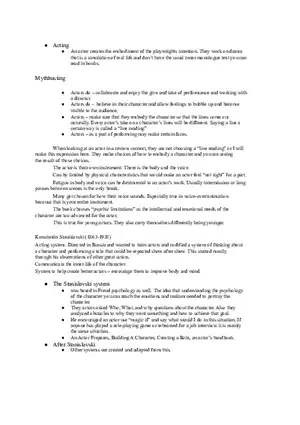 Theatre - Notes on Acting