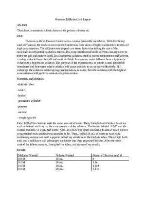 Osmosis Lab Report Final Draft