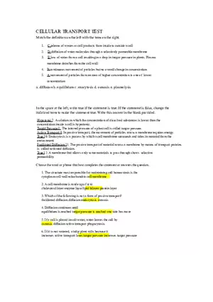 Cellular Transport Test