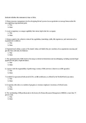 Test Bank and Solutions For Human Resource Management