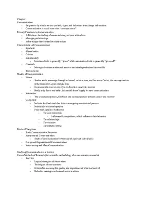 Introduction to Communication Reading Notes Ch 1-5
