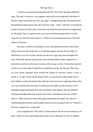 Ugly Tourist - Summary 50 Essays