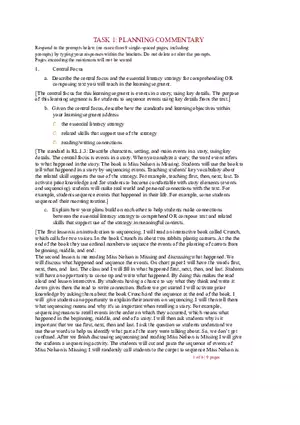Task 1 Planning Commentary