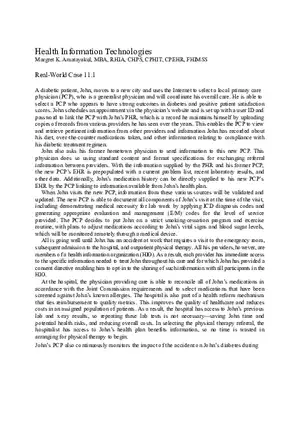 Enhancing Diabetes Care with Health Information Technologies A Real-World Case Study