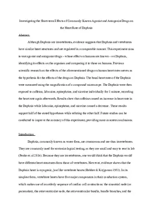 Investigating the Effects of Agonist and Antagonist Drugs on Daphnia Heart Rate