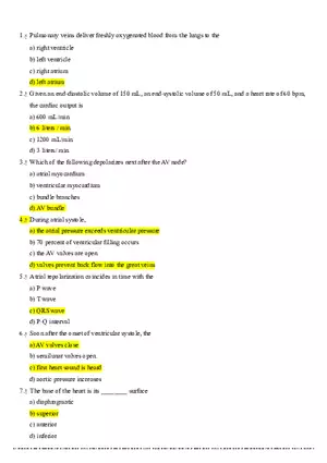 Cardiovascular System Anatomy and Physiology Quiz (Answers)